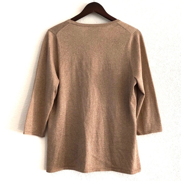 Pure Collection Tan Gold Shimmer Lurex Cardigan - Picture 3 of 8